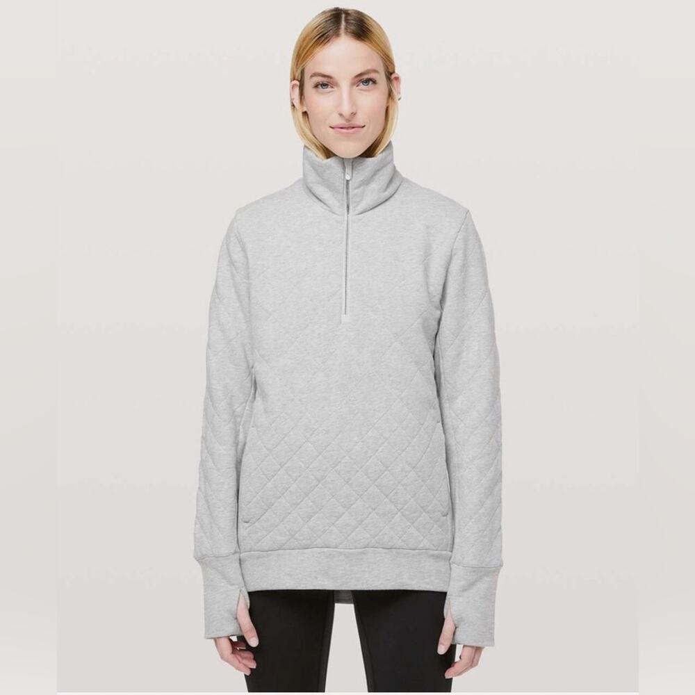 Lululemon Forever Warm Pullover Heathered Vapor Gray  Sweatshirt Cozy Size 4